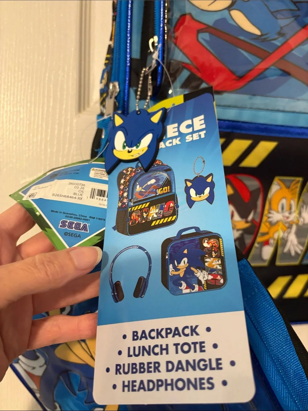 Sonic the Hedgehog Kids Blue Backpack with Headphones